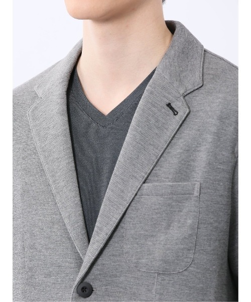 m.f.editorial（エムエフエディトリアル）の「【ハンドウォッシャブル】m.f.エディトリアル メンズ メランジ 裏ボーダー 2ボタンジャケット（カーディガン/ボレロ・メンズ・グレー/ネイビー・MEDIUM/LARGE/X-LARGE）」の19枚目の写真