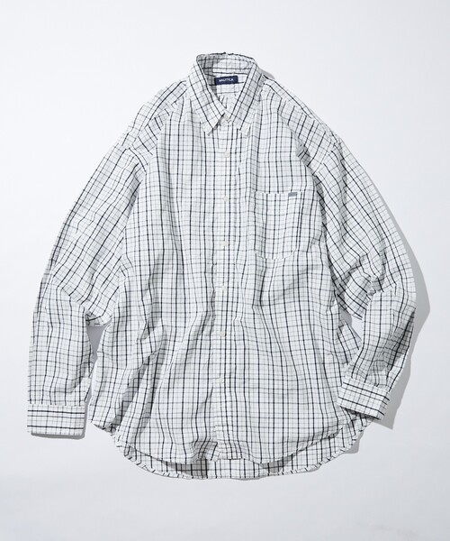 NAUTICA（ノーティカ）の「NAUTICA/ノーティカ Washed Broad Tattersall L/S Shirts/ウォッシュド ブロード タッタソール ロングスリーブシャツ（シャツ/ブラウス・メンズ・ブラック/オフホワイト・MEDIUM/LARGE/X-LARGE）」の2枚目の写真