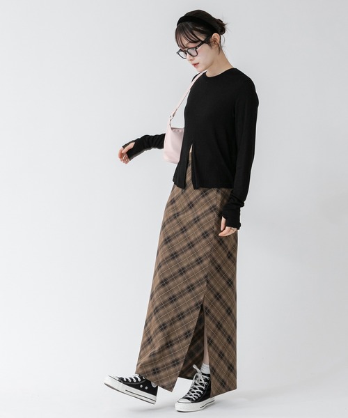 tシャツ 「Nao Original」2WAYスリットカットソー/ブラック アイボリー グレー チャコ―ル ホワイト 韓国 フィンガーホール ミニマル セール】【Nao Original】2WAYスリットカットソー/ブラック