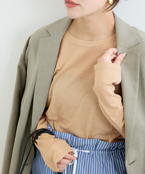 JOURNAL STANDARD(ジャーナルスタンダード)の「《追加2》クルーネックシアーロングTシャツ(Tシャツ/カットソー・レディース・ホワイト/ベージュ/ネイビー/ブラウン/ピンク・FREE)」の1枚目の写真