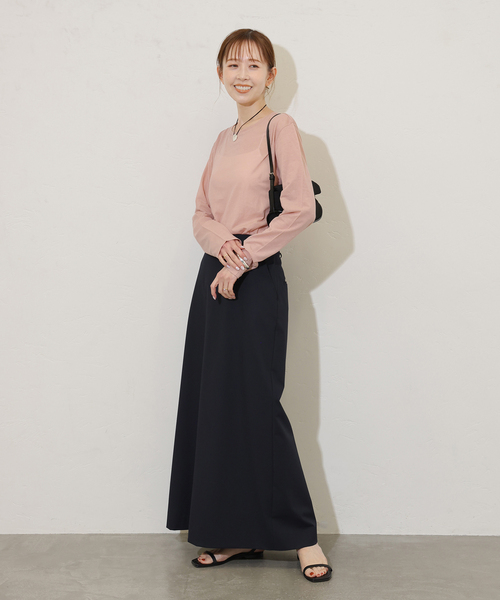 JOURNAL STANDARD(ジャーナルスタンダード)の「《追加2》クルーネックシアーロングTシャツ(Tシャツ/カットソー・レディース・ホワイト/ベージュ/ネイビー/ブラウン/ピンク・FREE)」の9枚目の写真