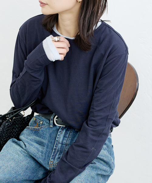 JOURNAL STANDARD(ジャーナルスタンダード)の「《追加2》クルーネックシアーロングTシャツ(Tシャツ/カットソー・レディース・ホワイト/ベージュ/ネイビー/ブラウン/ピンク・FREE)」の21枚目の写真
