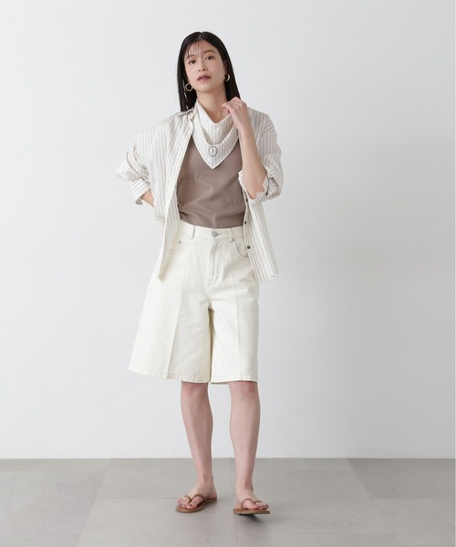 N.（N. Natural Beauty Basic）（エヌエヌナチュラルビューティーベーシック）の「【PS/低身長サイズ】ハーフパンツ（その他パンツ・レディース・ネイビー/オフホワイト・MEDIUM/P/S）」の5枚目の写真