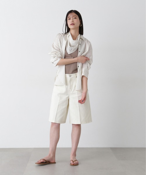 N.（N. Natural Beauty Basic）（エヌエヌナチュラルビューティーベーシック）の「【PS/低身長サイズ】ハーフパンツ（その他パンツ・レディース・ネイビー/オフホワイト・MEDIUM/P/S）」の7枚目の写真