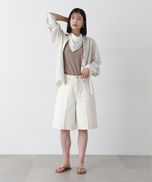 N.（N. Natural Beauty Basic）（エヌエヌナチュラルビューティーベーシック）の「【PS/低身長サイズ】ハーフパンツ（その他パンツ・レディース・ネイビー/オフホワイト・MEDIUM/P/S）」の8枚目の写真