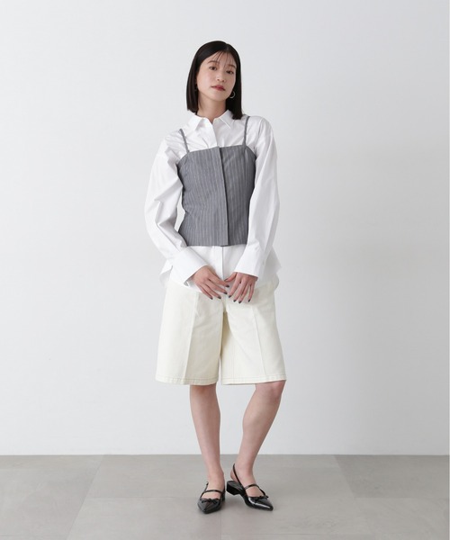 N.（N. Natural Beauty Basic）（エヌエヌナチュラルビューティーベーシック）の「【PS/低身長サイズ】ハーフパンツ（その他パンツ・レディース・ネイビー/オフホワイト・MEDIUM/P/S）」の16枚目の写真