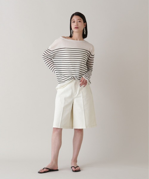 N.（N. Natural Beauty Basic）（エヌエヌナチュラルビューティーベーシック）の「【PS/低身長サイズ】ハーフパンツ（その他パンツ・レディース・ネイビー/オフホワイト・MEDIUM/P/S）」の9枚目の写真