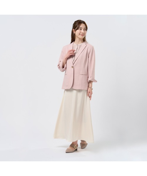 TOKYO SHIRTS（トウキョウシャツ）の「麻混ジャケット 七分袖 ブラック レディース（テーラードジャケット・レディース・ブラック/ピンク/ベージュ・M/L/LL）」の18枚目の写真