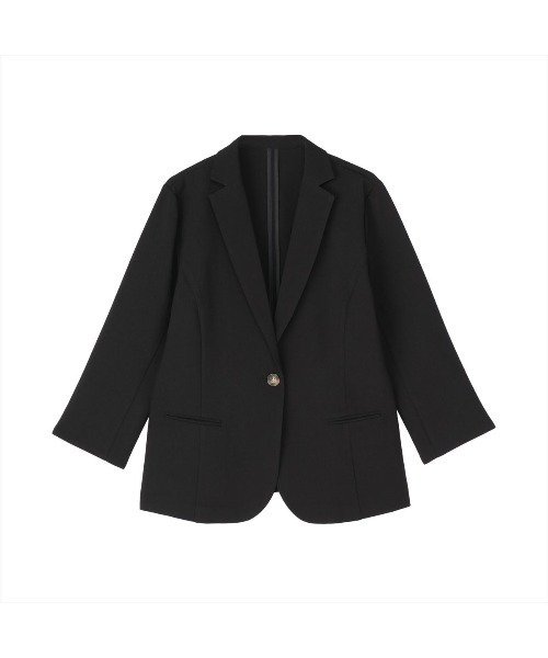 TOKYO SHIRTS（トウキョウシャツ）の「麻混ジャケット 七分袖 ブラック レディース（テーラードジャケット・レディース・ブラック/ピンク/ベージュ・M/L/LL）」の13枚目の写真