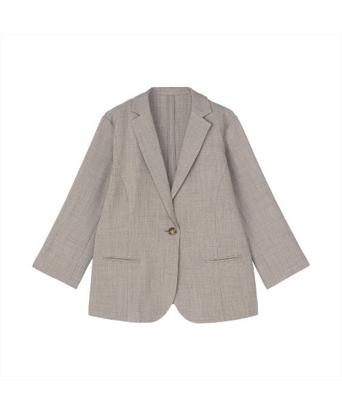 TOKYO SHIRTS（トウキョウシャツ）の「麻混ジャケット 七分袖 ブラック レディース（テーラードジャケット・レディース・ブラック/ピンク/ベージュ・M/L/LL）」の6枚目の写真