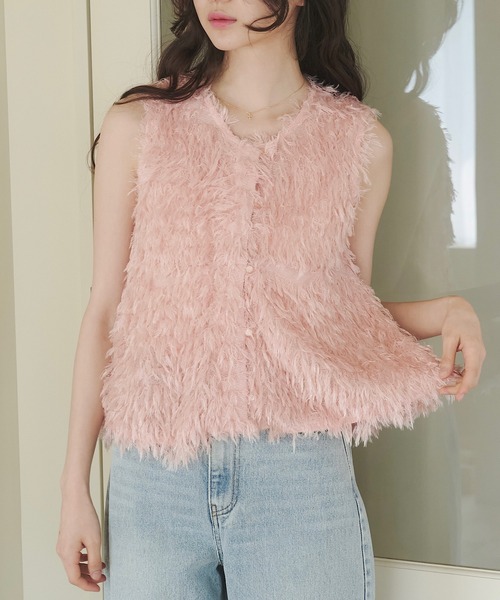 シールームリン　curve placket mix テープ　ヤーンベスト　新品✨ searoomlynn Curve Placket MixテープYarnベスト