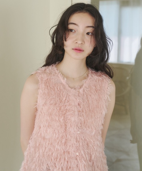 REMOON(リムーン)の「テープヤーンベスト(ベスト・レディース・ライトグレー/ピンク/オフホワイト・FREE)」の8枚目の写真