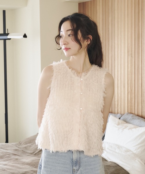 REMOON(リムーン)の「テープヤーンベスト(ベスト・レディース・ライトグレー/ピンク/オフホワイト・FREE)」の12枚目の写真