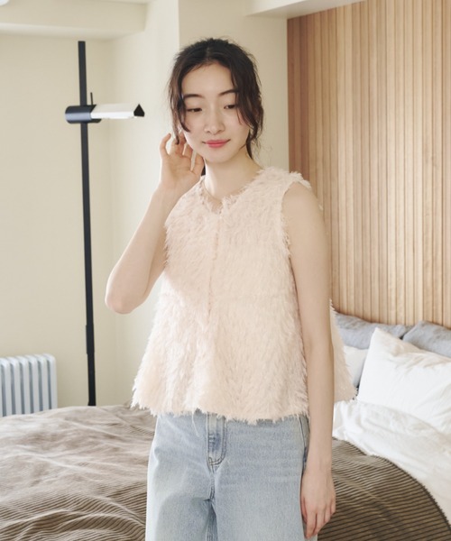 REMOON(リムーン)の「テープヤーンベスト(ベスト・レディース・ライトグレー/ピンク/オフホワイト・FREE)」の14枚目の写真