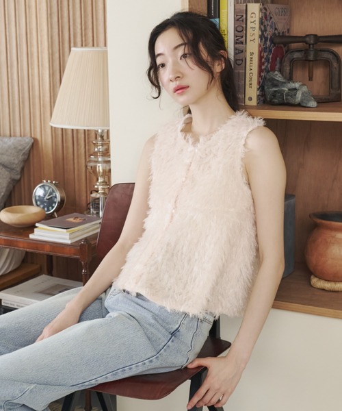 REMOON(リムーン)の「テープヤーンベスト(ベスト・レディース・ライトグレー/ピンク/オフホワイト・FREE)」の17枚目の写真