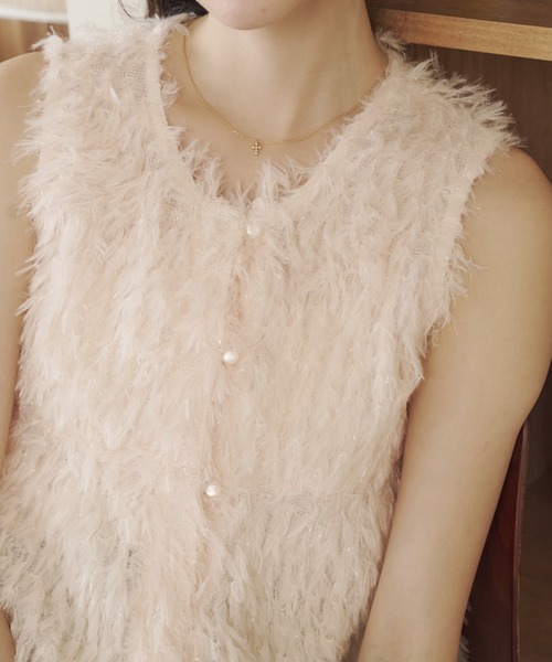 REMOON(リムーン)の「テープヤーンベスト(ベスト・レディース・ライトグレー/ピンク/オフホワイト・FREE)」の4枚目の写真