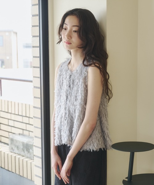 シールームリン　curve placket mix テープ　ヤーンベスト　新品✨ searoomlynn Curve Placket MixテープYarnベスト
