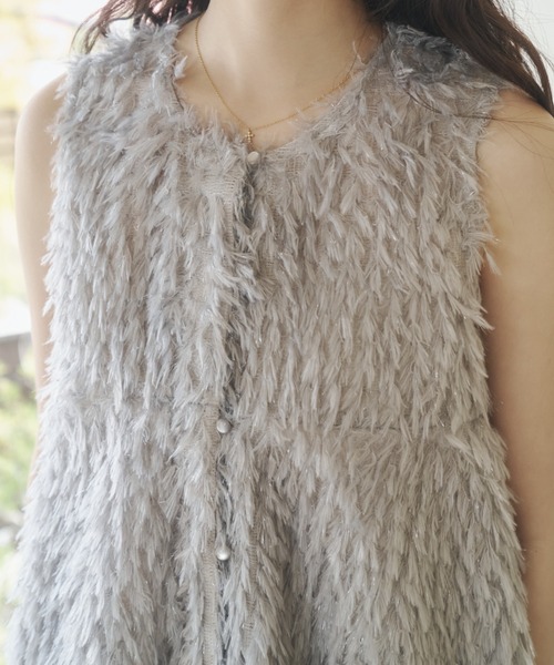 REMOON(リムーン)の「テープヤーンベスト(ベスト・レディース・ライトグレー/ピンク/オフホワイト・FREE)」の6枚目の写真