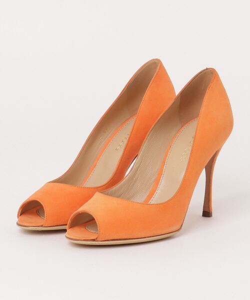 SergioRossiセルジオロッシ チャンキーヒール パンプス37 オレンジ SergioRossiセルジオロッシ チャンキーヒール パンプス37