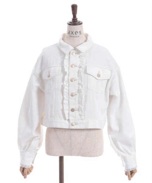 axes femme(アクシーズファム)の「レース×フリルデニムジャケット(デニムジャケット・レディース・ワンウォッシュ/インディゴブルー/ホワイト・FREE)」の14枚目の写真