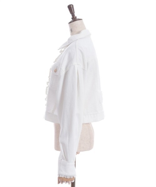 axes femme(アクシーズファム)の「レース×フリルデニムジャケット(デニムジャケット・レディース・ワンウォッシュ/インディゴブルー/ホワイト・FREE)」の4枚目の写真