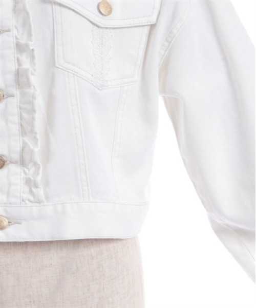 axes femme(アクシーズファム)の「レース×フリルデニムジャケット(デニムジャケット・レディース・ワンウォッシュ/インディゴブルー/ホワイト・FREE)」の7枚目の写真