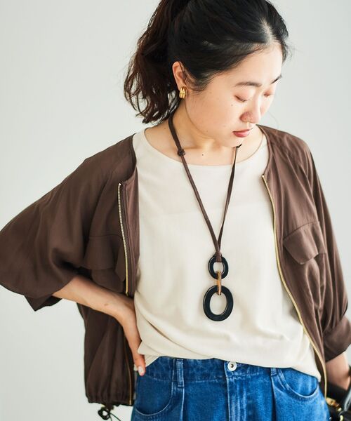 le.coeur blanc（ルクールブラン）の「《手洗い可能》ダブルポケットシアーブルゾン（ブルゾン・レディース・アイボリー/ブラック/ブラウン・38）」の4枚目の写真