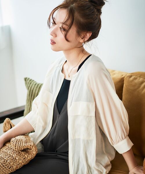 le.coeur blanc（ルクールブラン）の「《手洗い可能》ダブルポケットシアーブルゾン（ブルゾン・レディース・アイボリー/ブラック/ブラウン・38）」の18枚目の写真