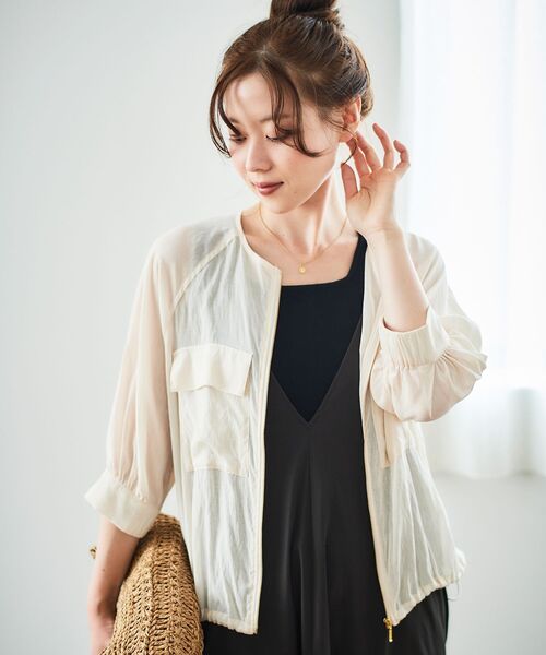 le.coeur blanc（ルクールブラン）の「《手洗い可能》ダブルポケットシアーブルゾン（ブルゾン・レディース・アイボリー/ブラック/ブラウン・38）」の22枚目の写真