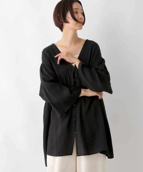 LEPSIM（レプシィム）の「2WAYギャザーチュニックワンピース　319402（チュニック・レディース・ブラック/アイボリー/ライトブルー/ライトピンク・FREE）」の12枚目の写真