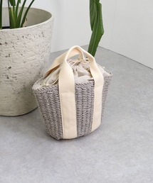 極美品♡グレーのかごバッグ♡ グレー×ホワイト✩ かごバッグ PPバンド - メルカリ