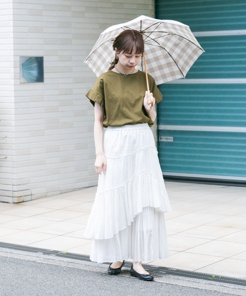 SMELLY（スメリー）の「because　ギンガムチェックバンブー長傘（長傘・レディース・グレー系その他/ブルー系その他・FREE）」の6枚目の写真