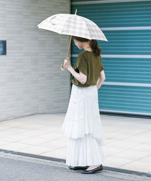 SMELLY（スメリー）の「because　ギンガムチェックバンブー長傘（長傘・レディース・グレー系その他/ブルー系その他・FREE）」の8枚目の写真