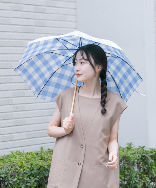 SMELLY（スメリー）の「because　ギンガムチェックバンブー長傘（長傘・レディース・グレー系その他/ブルー系その他・FREE）」の9枚目の写真