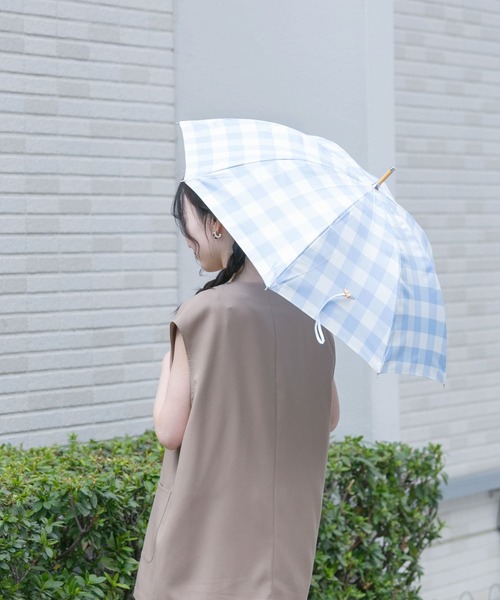 SMELLY（スメリー）の「because　ギンガムチェックバンブー長傘（長傘・レディース・グレー系その他/ブルー系その他・FREE）」の10枚目の写真