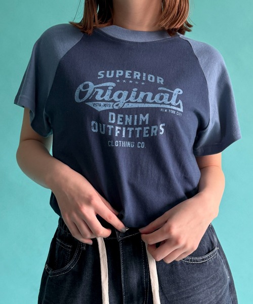 WOND(ウォンド)の「WOND/ロゴラグランT(Tシャツ/カットソー・レディース・ホワイト/ネイビー・FREE)」の2枚目の写真