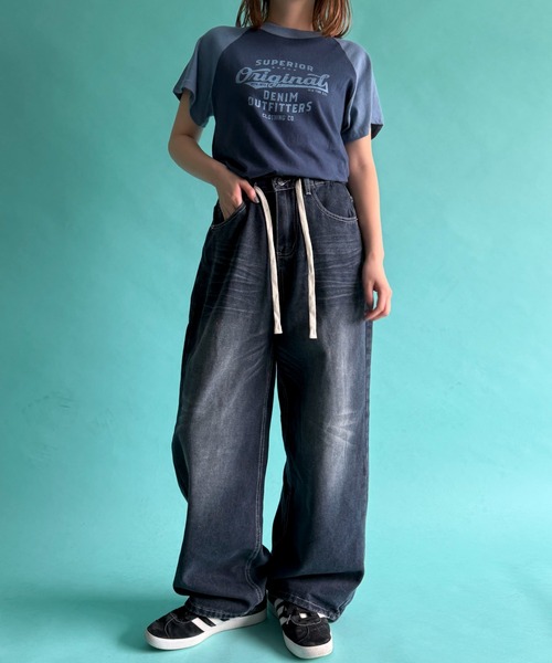 WOND(ウォンド)の「WOND/ロゴラグランT(Tシャツ/カットソー・レディース・ホワイト/ネイビー・FREE)」の9枚目の写真