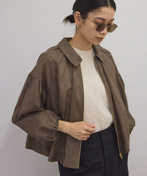 SALON adam et rope'（サロン アダム エ ロペ）の「【WEB限定】シアーリネンジップブラウス/ブルゾン［冷房対策・日除け］（シャツ/ブラウス・レディース・ブラック/オフホワイト/ブラウン系その他2・FREE）」の15枚目の写真