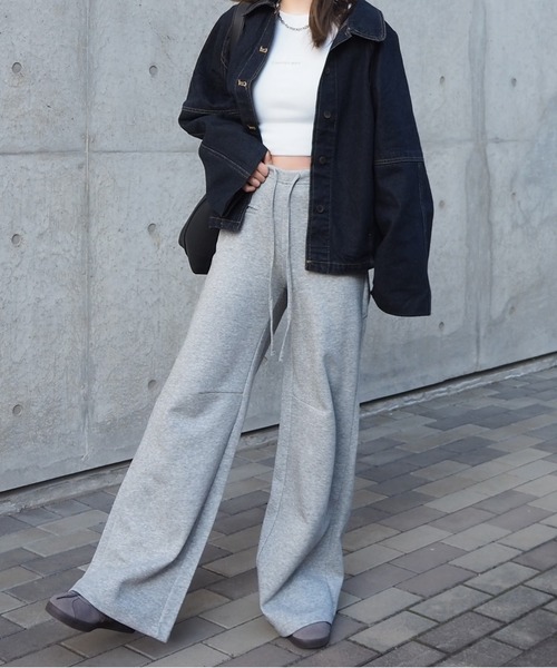 high waist flare wide sweat pants /ハイウエスト フレア