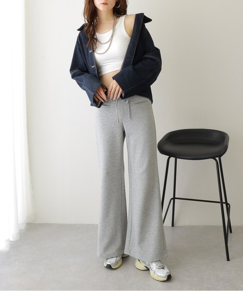 LAULEN(ローレン)の「high waist flare wide sweat pants /ハイウエスト フレア ワイド スウェット パンツ(スウェットパンツ・レディース・ブラック/グレー/チャコールグレー・S/M)」の9枚目の写真