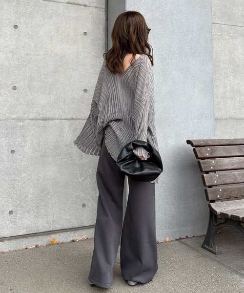 LAULEN(ローレン)の「high waist flare wide sweat pants /ハイウエスト フレア ワイド スウェット パンツ(スウェットパンツ・レディース・ブラック/グレー/チャコールグレー・S/M)」の14枚目の写真