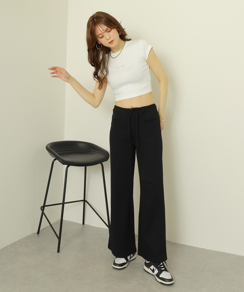 LAULEN(ローレン)の「high waist flare wide sweat pants /ハイウエスト フレア ワイド スウェット パンツ(スウェットパンツ・レディース・ブラック/グレー/チャコールグレー・S/M)」の18枚目の写真