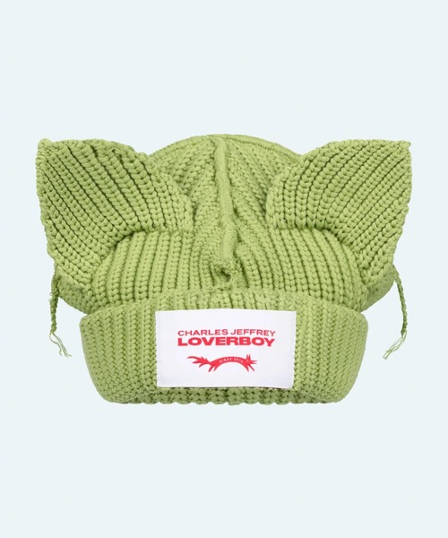 Charles Jeffrey Loverboy（チャールズジェフリーラバーボーイ）の「Charles Jeffrey LOVERBOY/チャールズジェフリーラバーボーイ/CHUNKY EARS BEANIE（ニットキャップ/ビーニー・レディース・ブラック/ホワイト系2/エンジ/モスグリーン/ピンク/ブルー・F）」の4枚目の写真