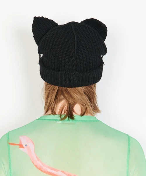 Charles Jeffrey Loverboy（チャールズジェフリーラバーボーイ）の「Charles Jeffrey LOVERBOY/チャールズジェフリーラバーボーイ/CHUNKY EARS BEANIE（ニットキャップ/ビーニー・レディース・ブラック/ホワイト系2/エンジ/モスグリーン/ピンク/ブルー・F）」の20枚目の写真