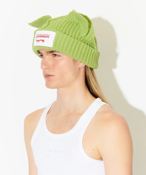 Charles Jeffrey Loverboy（チャールズジェフリーラバーボーイ）の「Charles Jeffrey LOVERBOY/チャールズジェフリーラバーボーイ/CHUNKY EARS BEANIE（ニットキャップ/ビーニー・レディース・ブラック/ホワイト系2/エンジ/モスグリーン/ピンク/ブルー・F）」の22枚目の写真