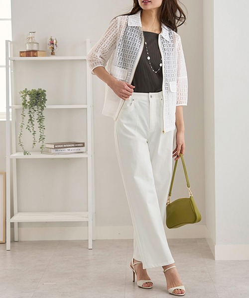 BELLUNA PLUS(ベルーナ)の「ヒンヤリ冷感ジーンズ・ワイド62丈(その他パンツ・レディース・オフホワイト/インディゴブルー/ブルー系その他/ブラック/ライトブルー・SMALL/LARGE/MEDIUM/X-LARGE)」の9枚目の写真