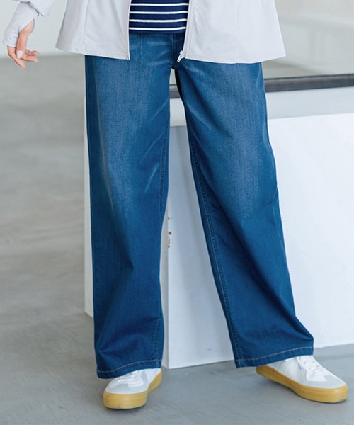 BELLUNA PLUS(ベルーナ)の「ヒンヤリ冷感ジーンズ・ワイド62丈(その他パンツ・レディース・オフホワイト/インディゴブルー/ブルー系その他/ブラック/ライトブルー・SMALL/LARGE/MEDIUM/X-LARGE)」の15枚目の写真
