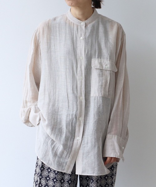 yuni（ユニ　）の「カールマイヤー　moe sleeves シャツ（シャツ/ブラウス・レディース・カーキ/アイボリー/ブラック・FREE）」の4枚目の写真