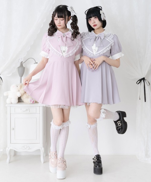 DearMyLove(ディアマイラブ)の「推し色アイドルデザインワンピース(ワンピース・レディース・ベビーピンク/サックスブルー/ラベンダー/ブラック系その他/ブラック×ホワイト/ボルドー/パープル/ネイビー・SMALL/MEDIUM/LARGE/LL/3L)」の14枚目の写真
