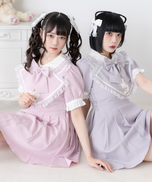 DearMyLove(ディアマイラブ)の「推し色アイドルデザインワンピース(ワンピース・レディース・ベビーピンク/サックスブルー/ラベンダー/ブラック系その他/ブラック×ホワイト/ボルドー/パープル/ネイビー・SMALL/MEDIUM/LARGE/LL/3L)」の13枚目の写真